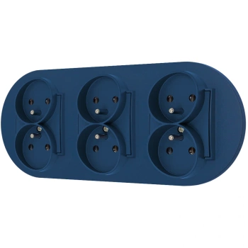Trzy gniazda podwójne z ramką okrągłą seria MINI kolor navy blue