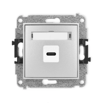 Mechanizm gniazda pojedynczego 1xUSB C-C Karlik seria ICON 7IGUSB-7 kolor srebrny metalik