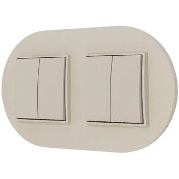 Dwa włączniki podwójne z ramką okrągłą seria MINI kolor taupe