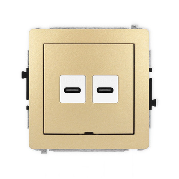 Mechanizm gniazda podwójnego 2xUSB C-C, bez pola opisowego Karlik seria DECO 29DGUSBBO-8 kolor złoty