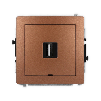 Mechanizm gniazda pojedynczego USB A-A 2.0, bez pola opisowego Karlik seria DECO 9DGUSBBO-1 kolor brązowy metalik