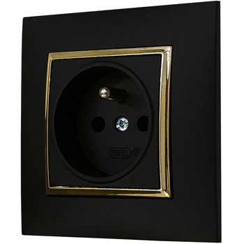 GNIAZDO POJEDYNCZE GNIAZDKO CZARNY ZŁOTY 33/68