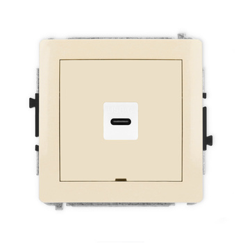 Mechanizm gniazda pojedynczego 1xUSB C-C, bez pola opisowego Karlik seria DECO 1DGUSBBO-7 kolor beżowy