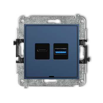 Mechanizm ładowarki USB podwójnej USB C + USB A, 20W max., bez pola opisowego Karlik seria ICON 64ICUSBBO-8 kolor navy blue