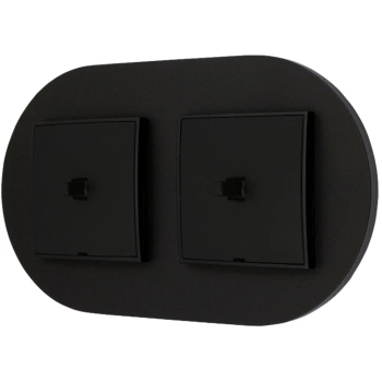 Dwa włączniki pojedyncze w stylu USA ramka okrągła seria Mini kolor czarny mat