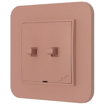 Włącznik schodowy podwójny w stylu USA ramka zaokrąglona seria Mini kolor łososiowy