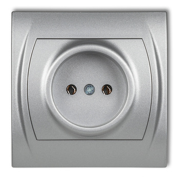 Gniazdo pojedyncze bez uziemienia 2P bez przesłon torów prądowych Karlik seria LOGO 7LGP-1 kolor srebrny metalik