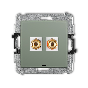 Mechanizm gniazda głośnikowego pojedynczego, bez pola opisowego typu banan - czerwony i czarny, pozłacany, 4 mm2, skręcany Karlik seria ICON 61IGGBO-4 kolor szałwiowy