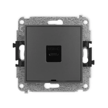 Mechanizm gniazda pojedynczego 1xUSB C-C, bez pola opisowego Karlik seria ICON 28IGUSBBO-7 kolor grafitowy mat