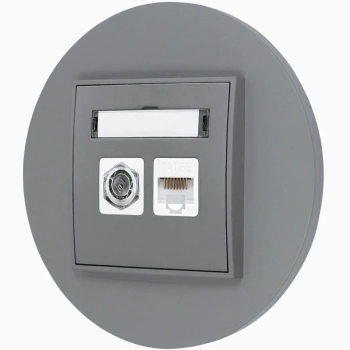 Gniazdo rj45/antenowe z ramką okrągłą seria MINI kolor szary mat