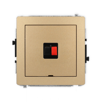 Mechanizm gniazda głośnikowego pojedynczego, bez pola opisowego Karlik seria DECO 8DGGBO-1 kolor złoty metalik