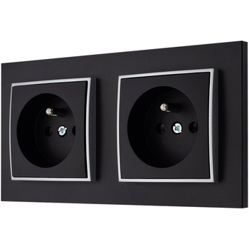 Dwa gniazda pojedyncze bezpieczne dla dzieci kolor czarny mat/srebrny 8