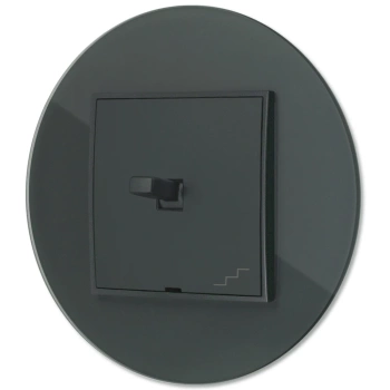 Włącznik schodowy w stylu USA ramka okrągła efekt szkła seria ICON kolor grafitowy mat