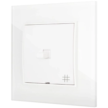 Włącznik krzyżowy w stylu USA ramka kwadratowa efekt szkła seria ICON kolor biały