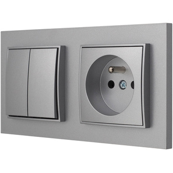 Włącznik z gniazdkiem pojedynczym kolor srebrny 2