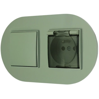 Włącznik pojedynczy z gniazdem hermetycznym z ramką okrągłą seria MINI kolor szałwiowy