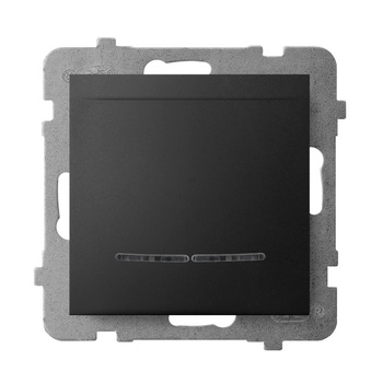 Łącznik hotelowy z podświetleniem pomarańczowym seria ARIA kolor Czarny metalik symbol ŁP-15US/m/33