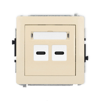 Mechanizm ładowarki USB podwójnej 2xUSB C, 20W max. Karlik seria DECO 1DCUSB-7 kolor beżowy