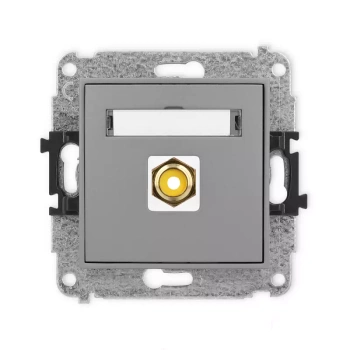 Mechanizm gniazda pojedynczego RCA typu cinch - żółty, pozłacany Karlik seria MINI 27MGRCA-1 kolor szary mat