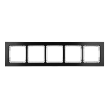 Ramka uniwersalna pięciokrotna - aluminium szczotkowane ramka: czarna; spód: biały Karlik seria DECO 12-0-DRA-5 kolor czarny