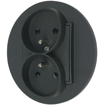 Gniazdo podwójne z ramką okrągłą seria MINI kolor grafitowy mat
