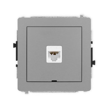 Mechanizm gniazda komputerowego pojedynczego 1xRJ45, kat. 6A, 8-stykowy, bez pola opisowego Karlik seria DECO 27DGKBO-7 kolor szary mat