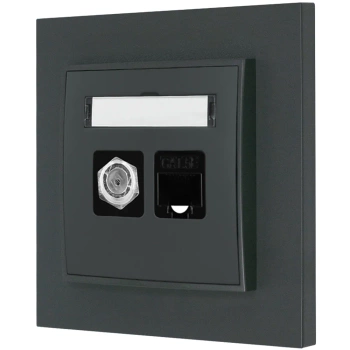 Gniazdo rj45/antenowe z ramką prostą seria MINI kolor grafitowy mat