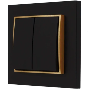 Włącznik podwójny z ramką karlik mini kolor czarny mat/złoty