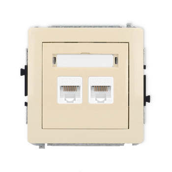 Mechanizm gniazda komputerowego podwójnego 2xRJ45, kat. 5e, 8-stykowy Karlik seria DECO 1DGK-2 kolor beżowy