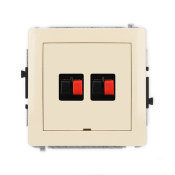 Mechanizm gniazda głośnikowego podwójnego, bez pola opisowego Karlik seria DECO 1DGGBO-2 kolor beżowy