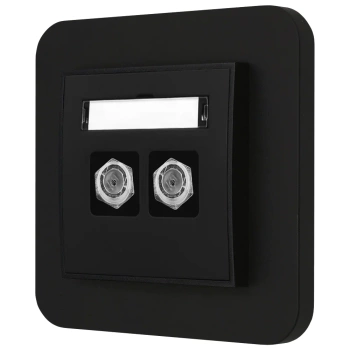 Gniazdo antenowe 2x z ramką zaokrągloną seria MINI kolor czarny