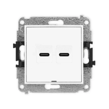 Mechanizm gniazda podwójnego 2xUSB C-C, bez pola opisowego Karlik seria MINI MGUSBBO-8 kolor biały