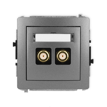 Mechanizm gniazda antenowego podwójnego typu F SAT pozłacany Karlik seria DECO 11DGF-2.1 kolor grafitowy