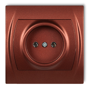 Gniazdo pojedyncze bez uziemienia 2P bez przesłon torów prądowych Karlik seria LOGO 9LGP-1 kolor brązowy metalik