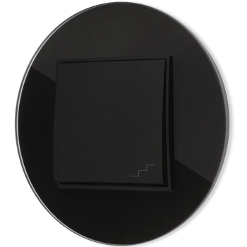 Włącznik schodowy z ramką okrągłą efekt szkła seria ICON kolor czarny
