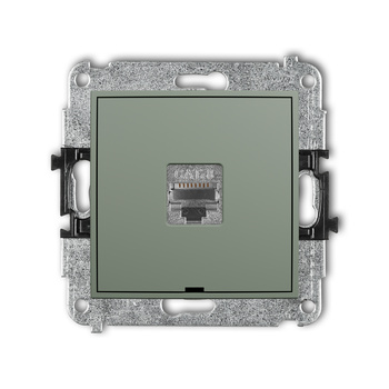 Mechanizm gniazda komputerowego pojedynczego 1xRJ45, kat. 8, ekranowany, 8-stykowy, bez pola opisowego Karlik seria MINI 61MGKBO-11 kolor szałwiowy