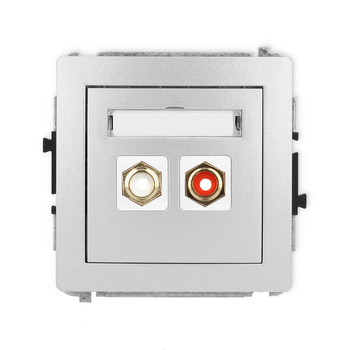 Mechanizm gniazda podwójnego RCA typu cinch - biały i czerwony, pozłacany Karlik seria DECO 7DGRCA-2 kolor srebrny metalik
