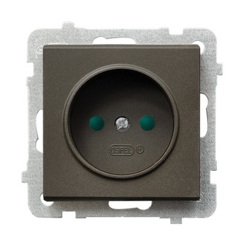 Gniazdo pojedyncze z przesłonami torów prądowych seria SONATA kolor Czekoladowy metalik symbol GP-1RP/m/40