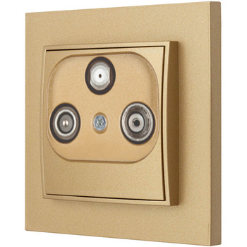 Gniazdo rtv-sat końcowe z ramką mini kolor złoty