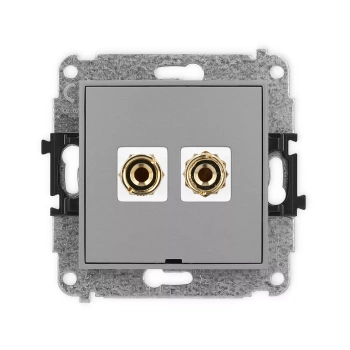 Mechanizm gniazda głośnikowego pojedynczego, bez pola opisowego typu banan - czerwony i czarny, pozłacany, 4 mm2, do lutowania Karlik seria ICON 27IGGBO-3 kolor szary mat