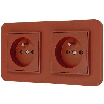 Dwa gniazda pojedyncze z ramką zaokrągloną seria MINI kolor terakota