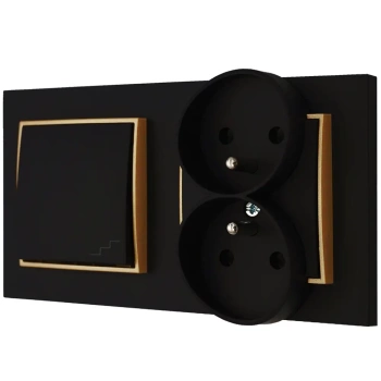 Włącznik schodowy z gniazdkiem kolor czarny mat/złoty 11