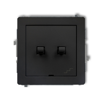 Mechanizm łącznika jednobiegunowego ze schodowym wspólne zasilanie w stylu amerykańskim Karlik seria DECO 12DWPUS-10.1 kolor czarny mat