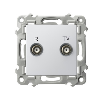 Gniazdo RTV przelotowe 10-dB seria SZAFIR kolor Biały symbol GPA-10ZP/m/00