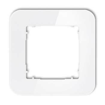 Ramka uniwersalna pojedyncza zaokrąglona - efekt szkła ramka: biała spód: biały Karlik seria ICON 0-0-IRSZ-1 kolor biały