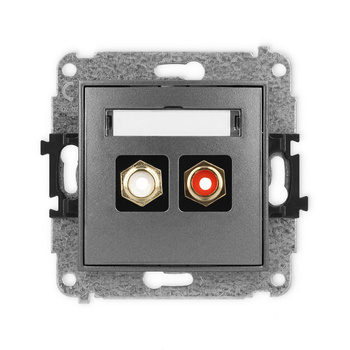 Mechanizm gniazda podwójnego RCA typu cinch - biały i czerwony, pozłacany Karlik seria ICON 11IGRCA-2 kolor grafitowy