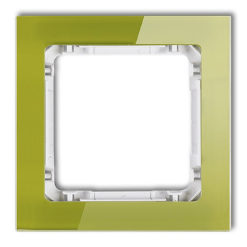Ramka uniwersalna pojedyncza- efekt szkła ramka zielona; spód biały Karlik seria DECO 2-0-DRS-1 kolor zielony