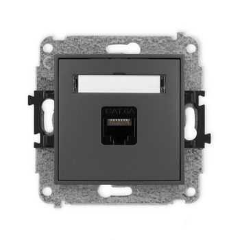 Mechanizm gniazda komputerowego pojedynczego 1xRJ45, kat. 6A, 8-stykowy Karlik seria ICON 28IGK-7 kolor grafitowy mat