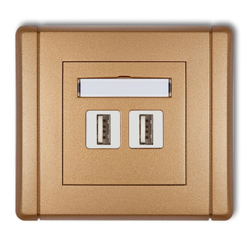 Gniazdo podwójne 2xUSB A-A 3.0 Karlik seria FLEXI 8FGUSB-6 kolor złoty metalik