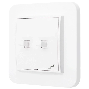 Włącznik schodowy podwójny w stylu USA ramka zaokrąglona seria Mini kolor biały mat